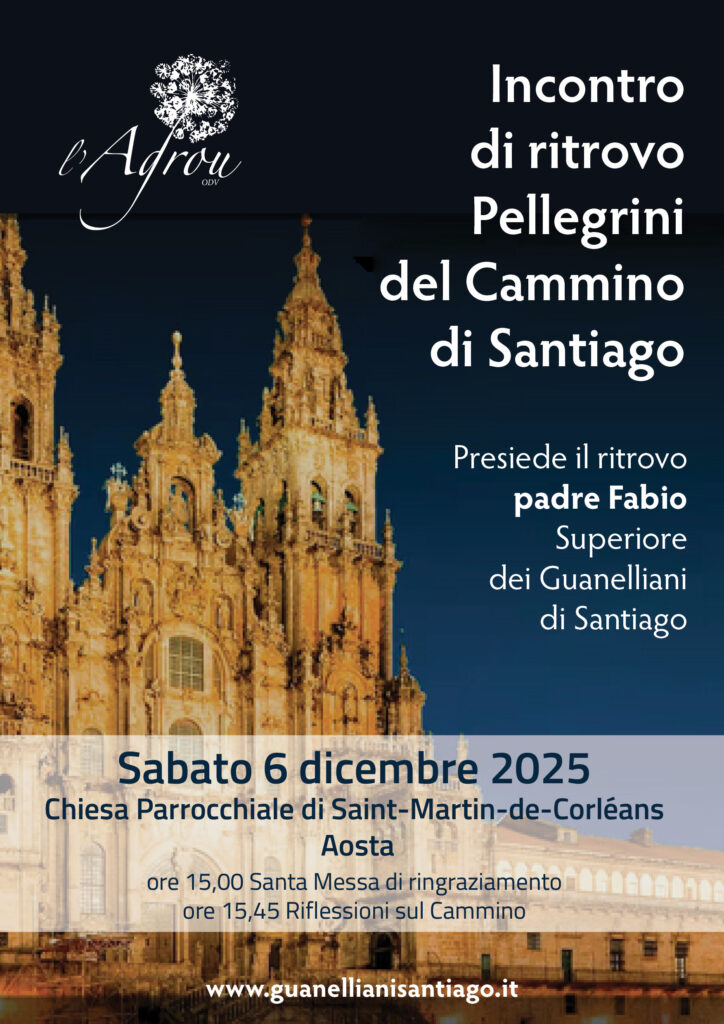 Locandina incontro con pellegrini del camino di Santiago
