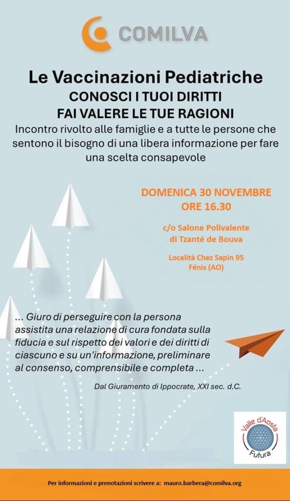Locandina dell'incontro su vaccinazioni pediatriche
