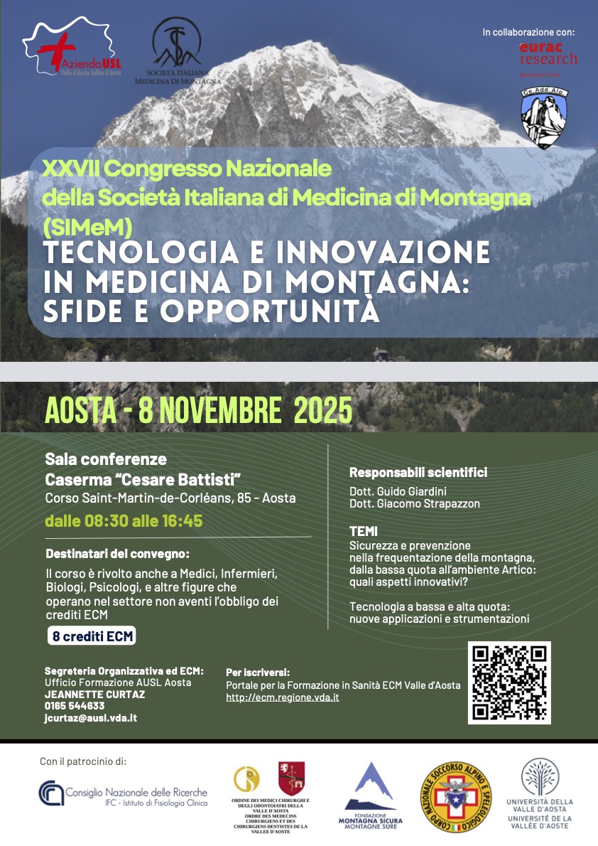 Locandina del congresso nazionale Medicina di montagna