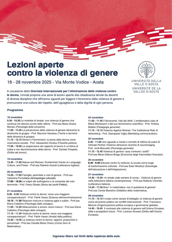 Locandina Lezioni Contro La Violenza Di Genere