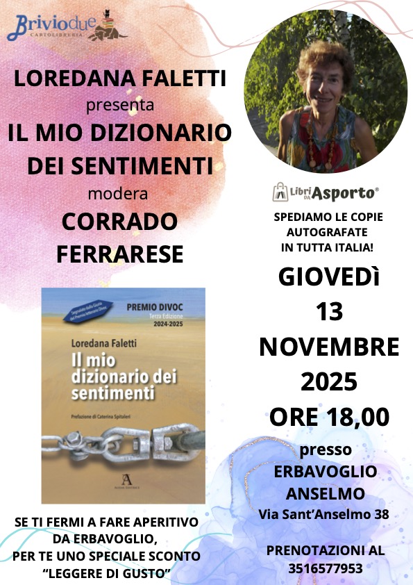 Locandina di presentazione del libro di Loredana Faletti