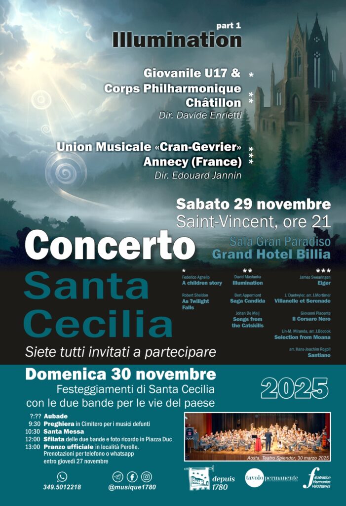 Locandina Santa Cecilia 2025 a Châtillon