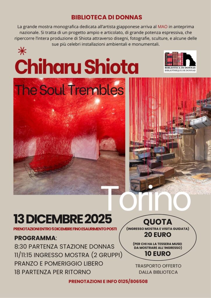 Locandina visita alla mostra di Chiharu Shiota