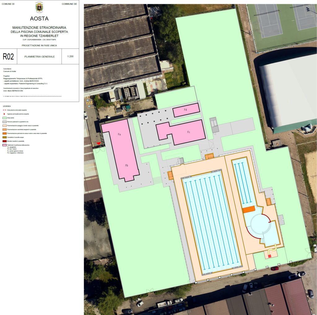 Planimetria Generale progetto esecutivo di manutenzione della piscina scoperta di Aosta