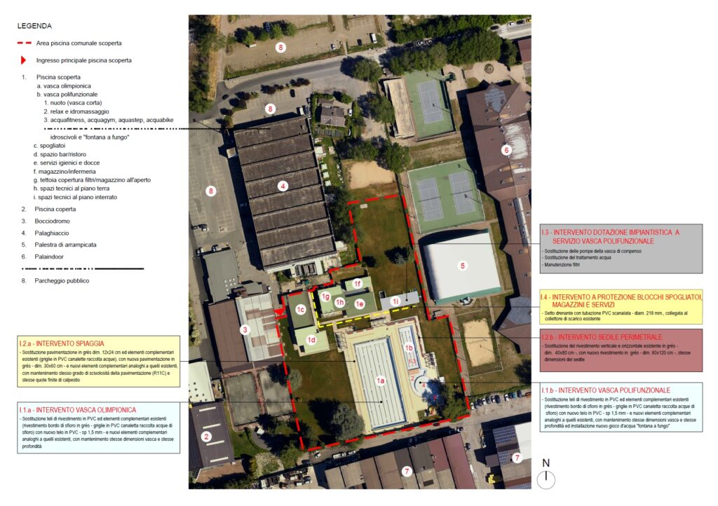 Area Intervento progetto esecutivo di manutenzione della piscina scoperta di Aosta