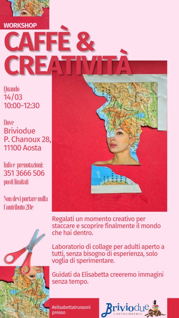 Locandina collage creativo con Elisabetta Trussoni