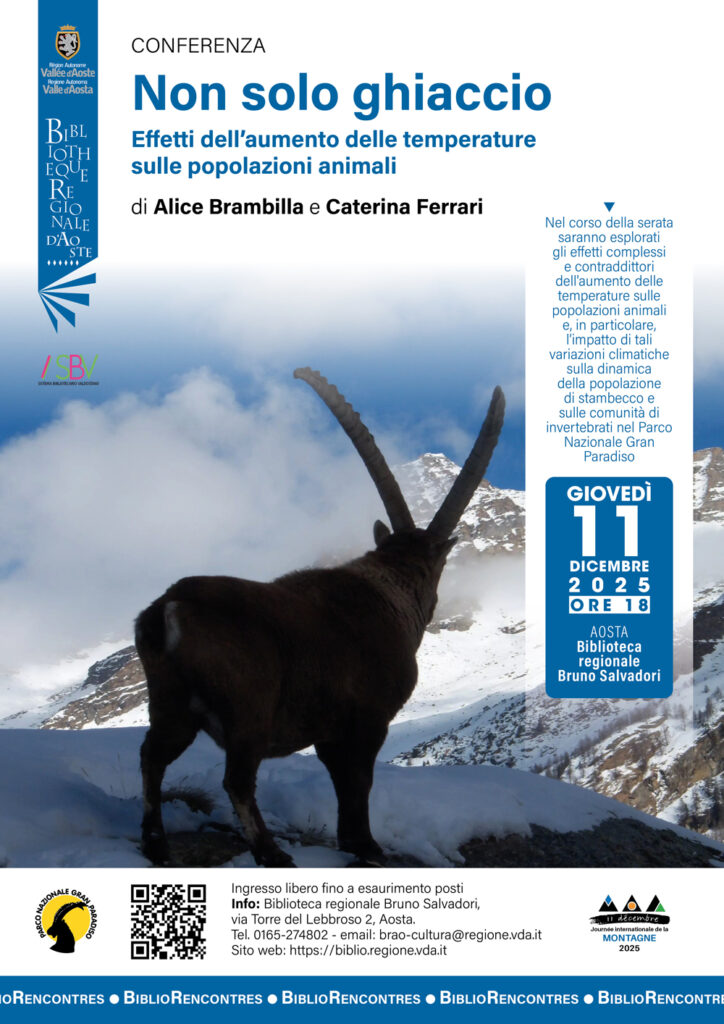 Locandina della conferenza Non solo ghiaccio- effetti dell’aumento delle temperature sulle popolazioni animali