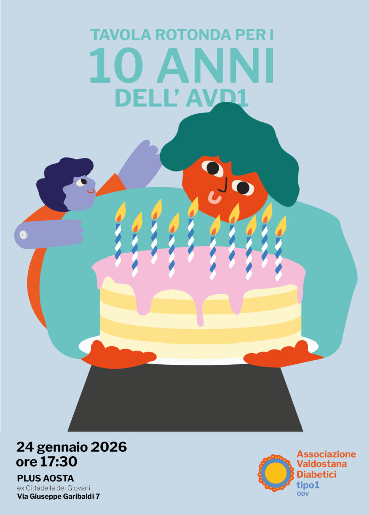 Locandina tavola rotonda dell'Associazione valdostana diabetici tipo 1