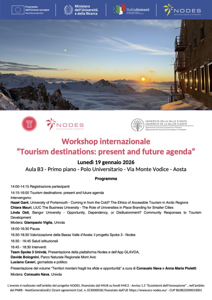 Locandina Tourism destinations: present and future agenda