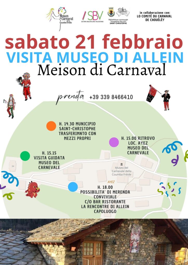 Locandina della visita al Museo Carnevale Allein 21 Febbraio 26