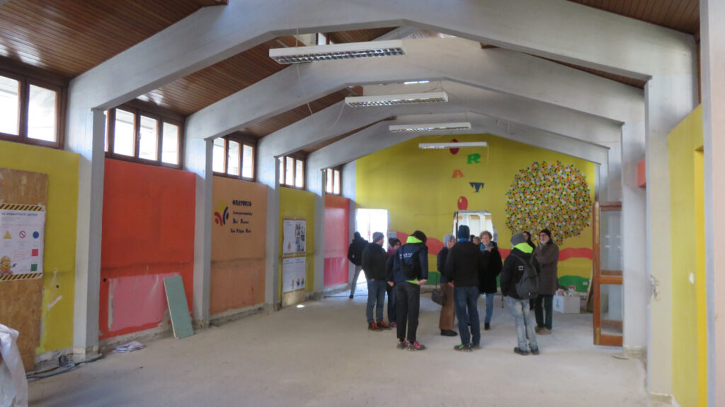 La sala giochi dell'oratorio interessata dai lavori