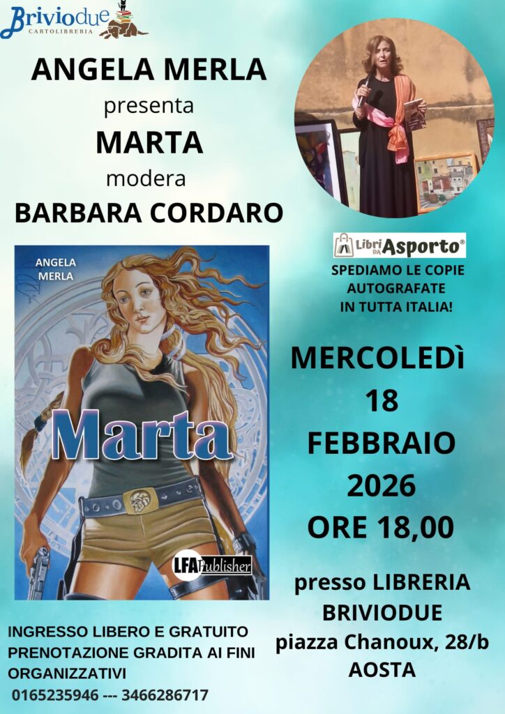 Locandina di presentazione del romanzo di Angela Merla