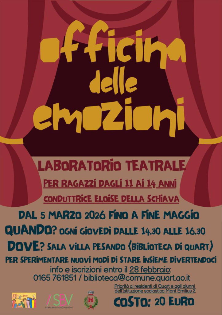 Locandina Officina delle emozioni a Quart