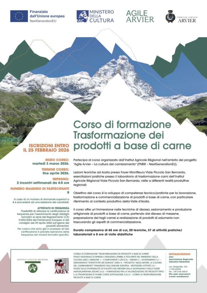 Locandina corso di trasformazione di prodotti a base di carne