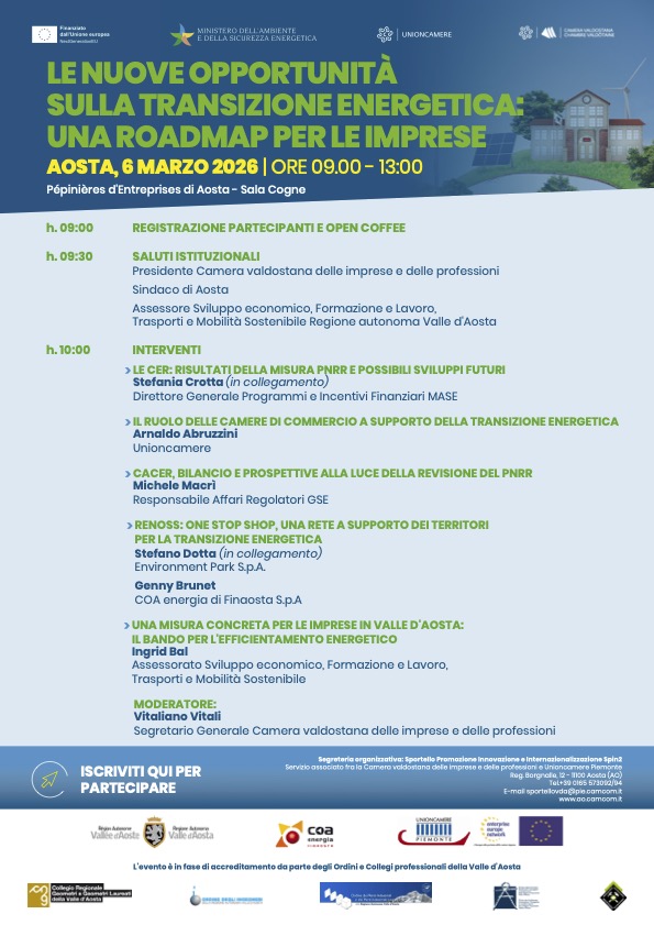 Programma convegno Le nuove opportunità sulla transizione energetica: una roadmap per le imprese