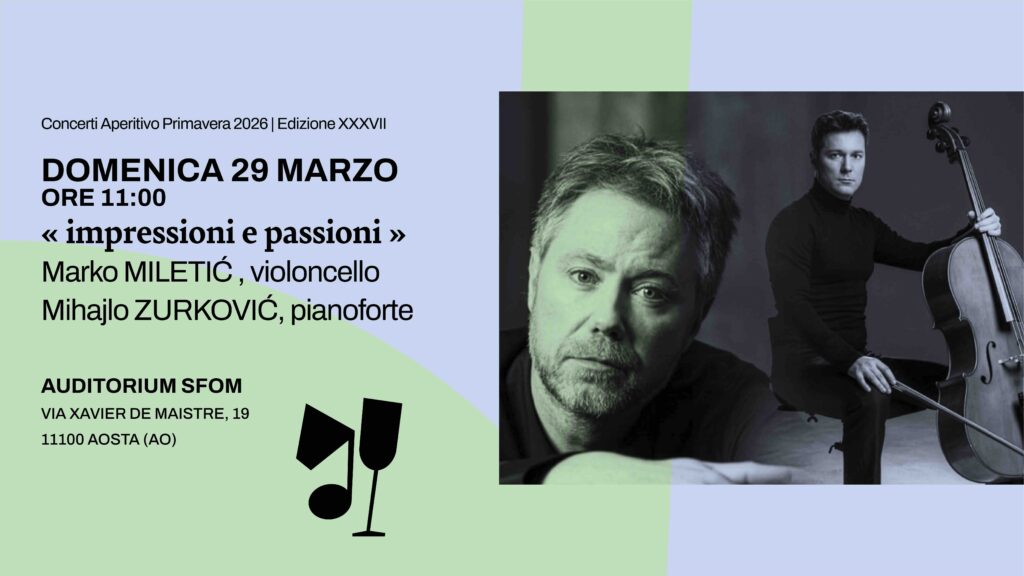 Locandina del sesto appuntamento Concerti aperitivo con Marko Miletić e Mihajlo Zurković