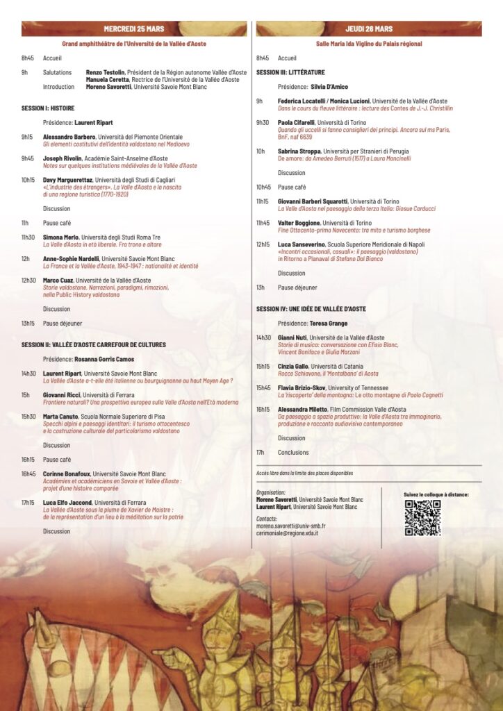 Affiche colloque international Vallée d’Aoste entre histoire et représentations