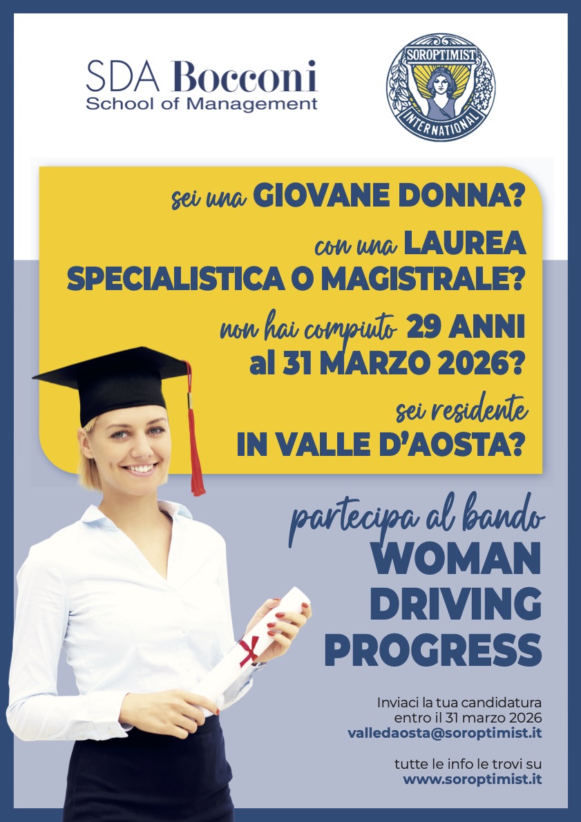 Woman driving progress: bando per giovani laureate valdostane
