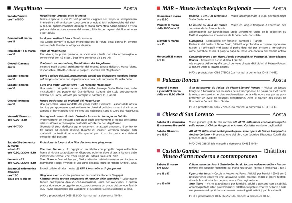Locandina Valle d'Aosta Heritage marzo 2026