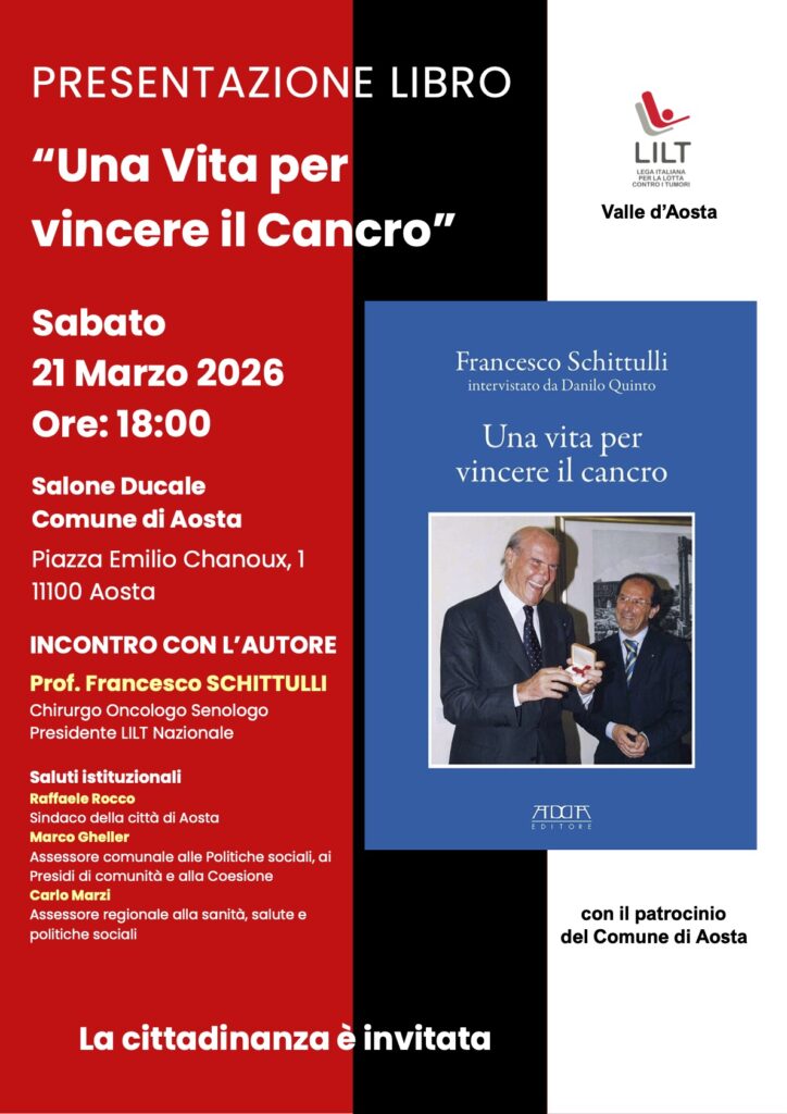 Locandina Francesco Schittulli presenta il libro Una vita per vincere il cancro