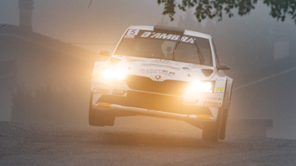 Elwis Chentre con Igor D'Herin sulla 'Skoda Fabia' del Team D'Ambra al Rally della Valle d'Aosta 2025