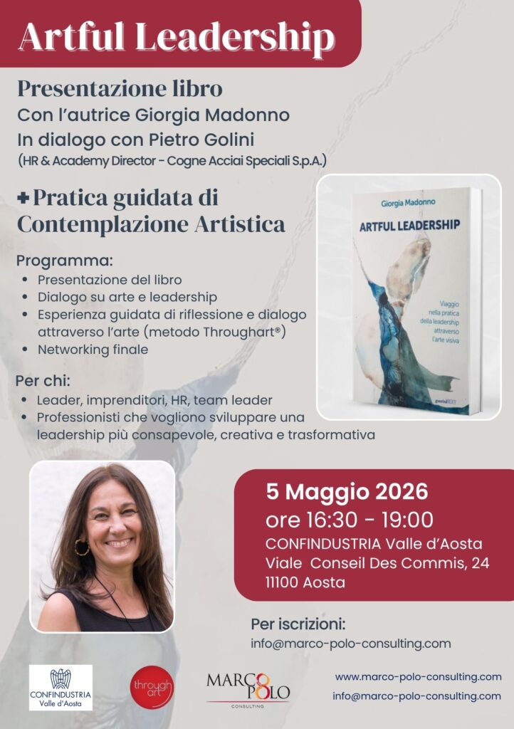 Locandina di presentazione Artful Leadership Aosta