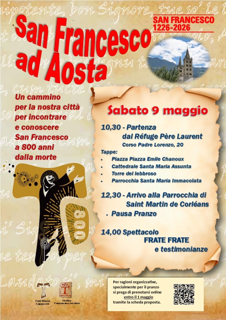 Locandina in cammino con San Francesco ad Aosta