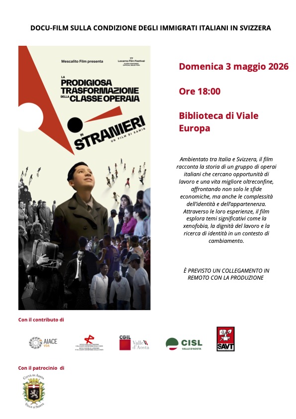 Locandina proiezioni docufilm La prodigiosa trasformazione della classe operaia in stranieri
