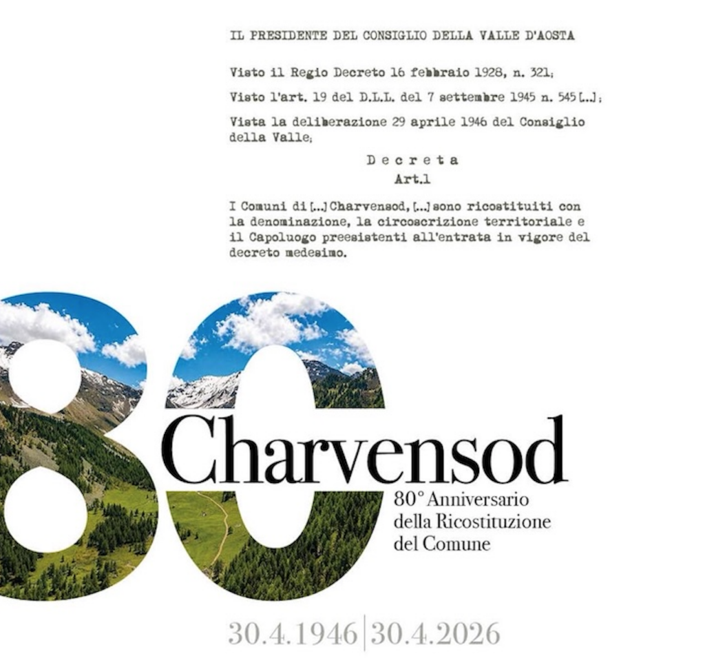 Locandina dell’80° anniversario della ricostituzione del Comune di Charvensod