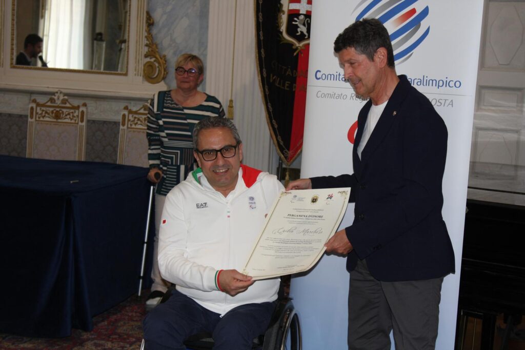 La Nazionale di wheelchair curling festeggiata ad Aosta