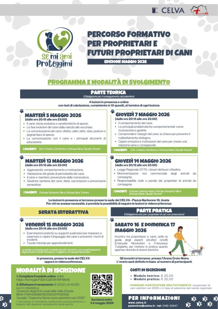Locandina corso cani 2026