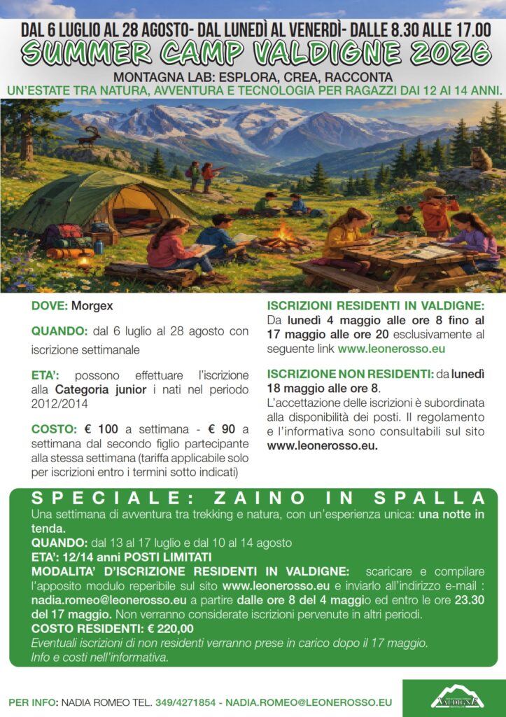 Locandina Summer Camp Valdigne 2026 junior