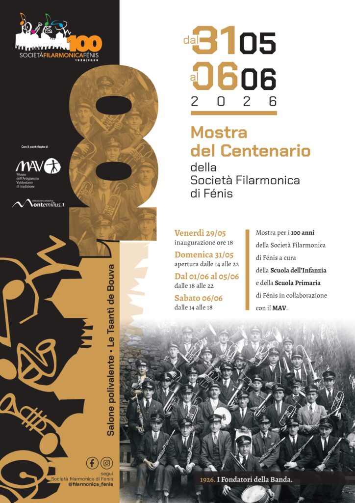 Locandina mostra centenario Filarmonica di Fénis