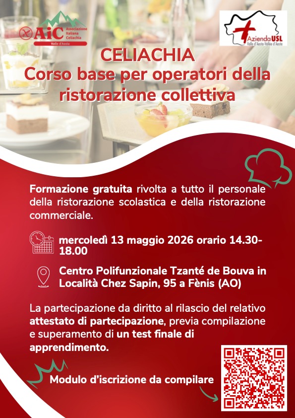 Locandina corso celiachia ristorazione collettiva 2026