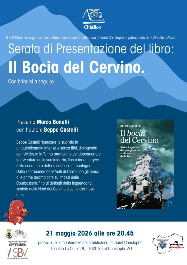 Locandina di presentazione del libro Il bocia del cervino