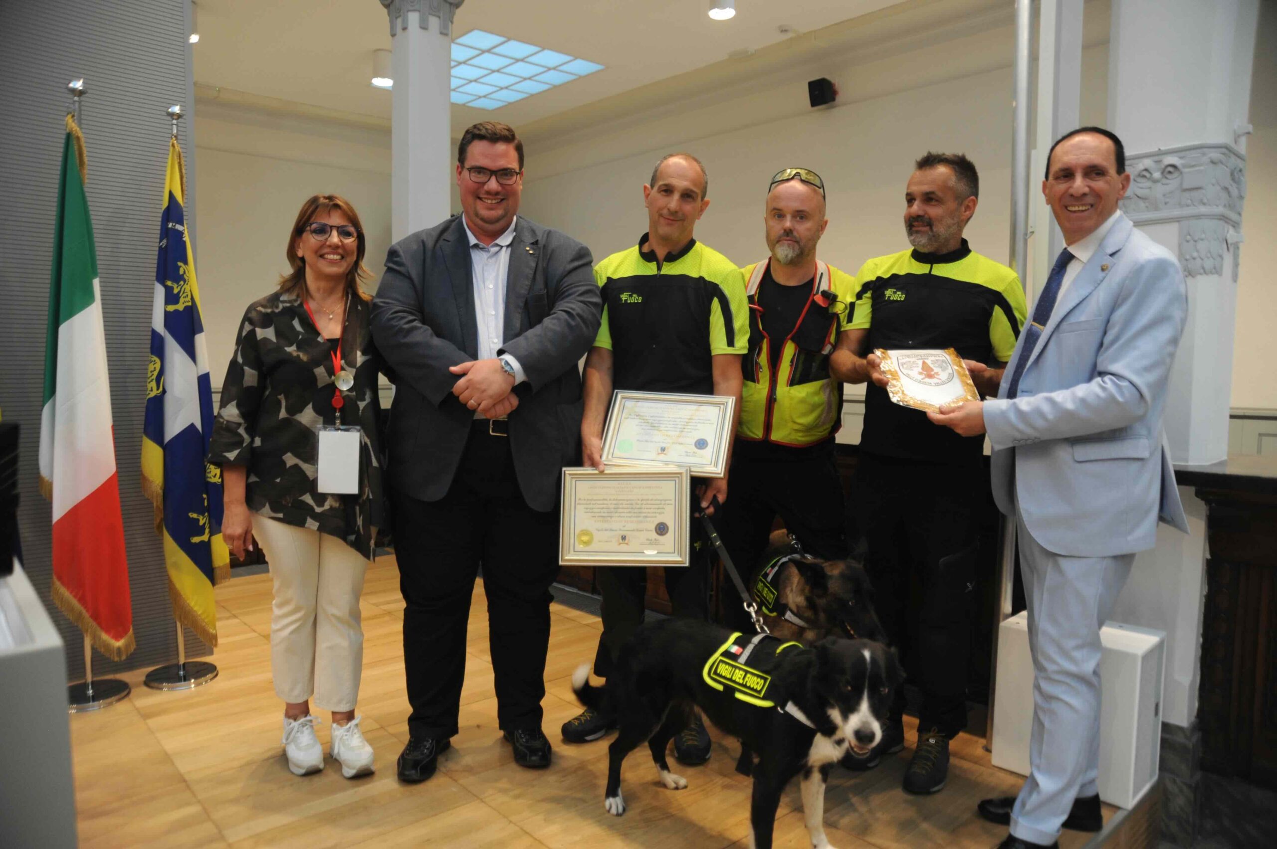 Benemerenza Aicas all’Unità cinofila valdostana e al cane Teo