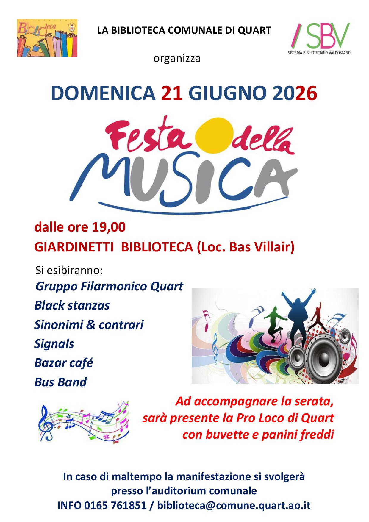 Festa della Musica 2026 a Quart