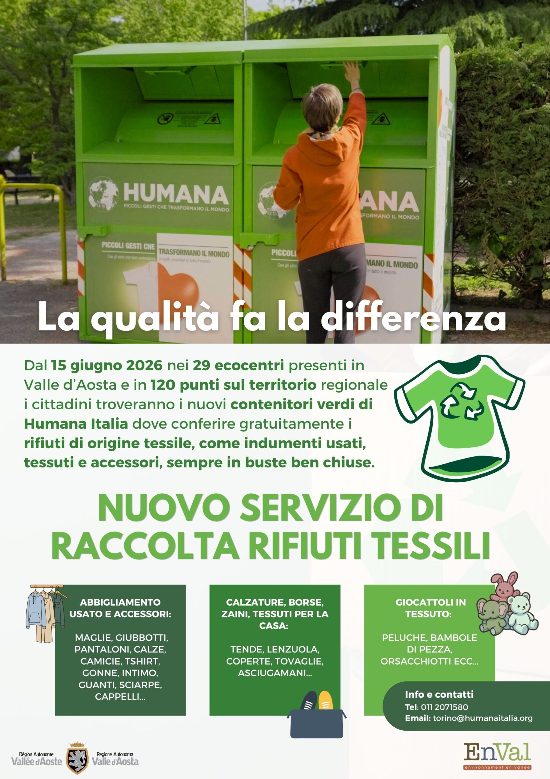 Nuovo servizio per la raccolta dei rifiuti tessili in Valle d’Aosta