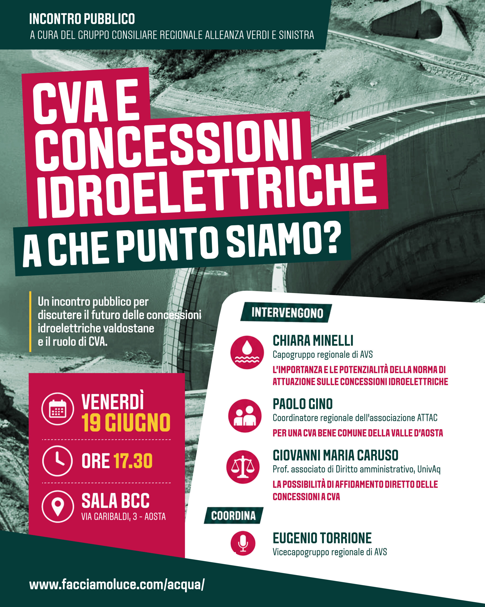 Avs: un incontro su concessioni idroelettriche e il futuro di Cva