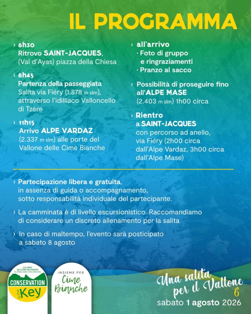 Locandina Salita al Vallone delle Cime Bianche 2026