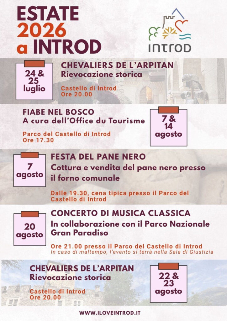 Locandina eventi estivi 2026 a Introd