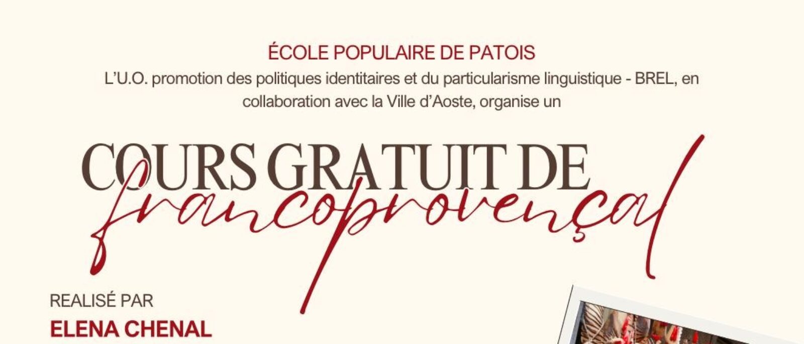 Corsi gratuiti di francoprovenzale 2026 ad Aosta